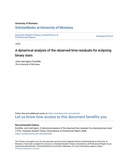 A Dynamical Analysis of the Observed Time Residuals for Eclipsing Binary Stars