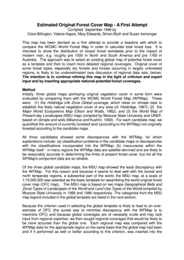 Estimated Original Forest Cover Map - a First Attempt Compiled September 1996 by Clare Billington, Valerie Kapos, Mary Edwards, Simon Blyth and Susan Iremonger