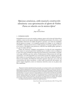 Opciones Armónicas, Estilo Musical Y Construcción Identitaria: Una Aproximación Al Aporte De Violeta Parra En Relación Con La Música Típica'