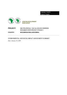 Nacala Road Corridor Rehabilitation Project-Phase I Country: Mozambique/Malawi/Zambia