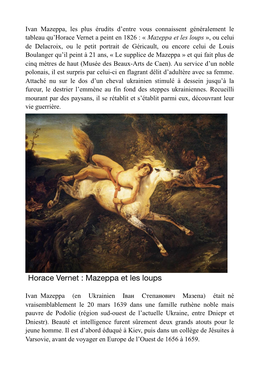 Horace Vernet : Mazeppa Et Les Loups