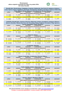 Harmonogram Odbioru Odpadów Komunalnych Od Lipca Do Grudnia 2020R