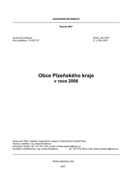 Obce Plzeňského Kraje V Roce 2006