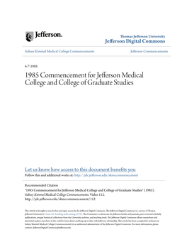 1985 Commencement for Jefferson Medical College and College of Graduate Studies