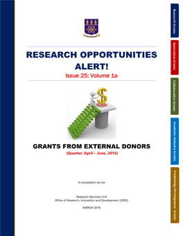 GRANTS from EXTERNAL DONORS (Quarter: April – June, 2016)