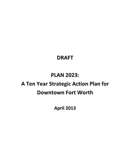 LAN 2023: a Ten Year Strategic Action Plan for Downtown Fort Worth