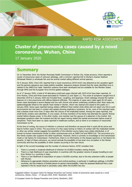 Cluster of Pneumonia Cases Caused by Novel Coronavirus, Wuhan, China