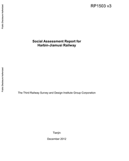 Social Assessment Report for Harbin-Jiamusi Railway