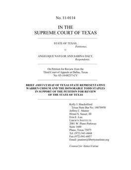 In the Supreme Court of Texas ______