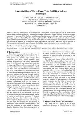 Laser Guiding of Three Phase Tesla Coil High Voltage Discharges