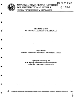 NATIONAL DEMOCRATIC INSTITUTE for INTERNATIONAL AFFAIRS Fifloor, 1717 Massachusetts Avenue, N.W