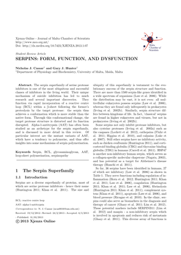 Serpins: Form, Function, and Dysfunction