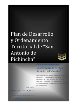 San Antonio De Pichincha” Gobierno Autónomo Descentralizado De “San Antonio De Pichincha”