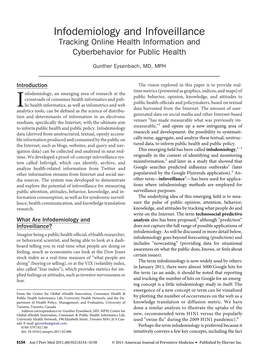 Infodemiology and Infoveillance Tracking Online Health Information and Cyberbehavior for Public Health