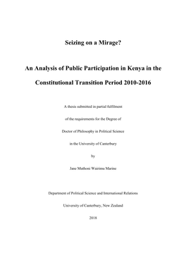 An Analysis of Public Participation in Kenya in the Constitutional