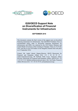 G20/OECD Support Note on Diversification of Financial Instruments for Infrastructure