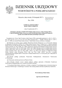 Uchwała Nr XLIV/288/17 Z Dnia 27 Października 2017 R