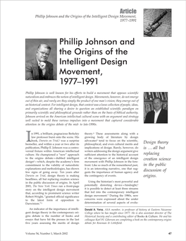 Phillip Johnson and the Origins of the Intelligent Design Movement, 1977–1991