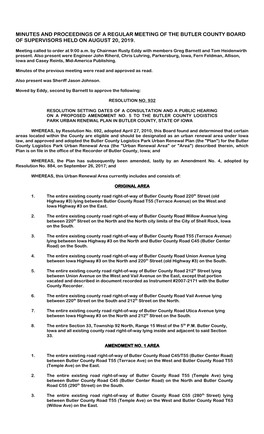 Minutes and Proceedings of a Regular Meeting of the Butler County Board of Supervisors Held on August 20, 2019