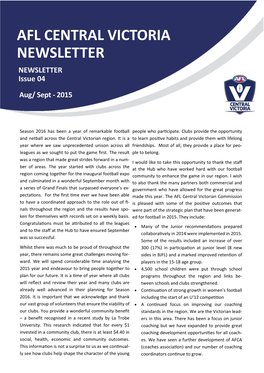 AFL CENTRAL VICTORIA NEWSLETTER NEWSLETTER Issue 04