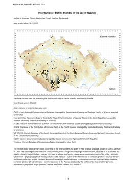 1 Distribution of Elatine Triandra in the Czech Republic