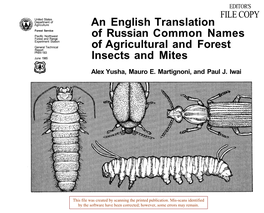 An English Translation of Russian Common Names of Agricultural and Forest Insects and Mites