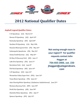 2012 National Qualifier Dates