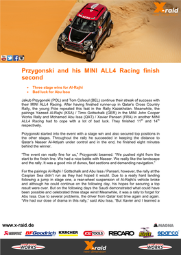 Przygonski and His MINI ALL4 Racing Finish Second