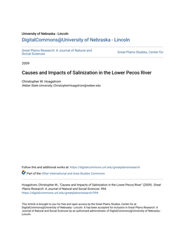 Causes and Impacts of Salinization in the Lower Pecos River