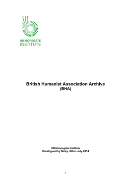 British Humanist Association Archive (BHA)