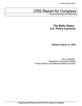 The Baltic States: U.S. Policy Concerns
