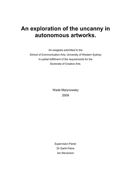 An Exploration of the Uncanny in Autonomous Artworks