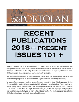 RECENT PUBLICATIONS 2018 — Present ISSUES 101 +