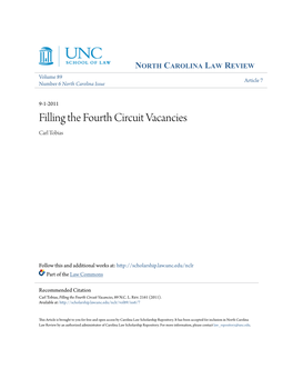 Filling the Fourth Circuit Vacancies Carl Tobias