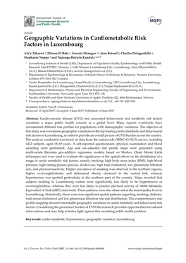 Geographic Variations in Cardiometabolic Risk Factors in Luxembourg