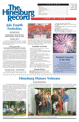 July Fourth Festivities Hinesburg Honors Veterans