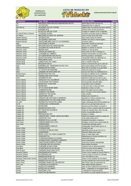 Intérprete Cod Título Início Da Letra Idioma 19 18483 ANO KAMI HIKOHKI KUMORIZORA WATTE Genki Desu Ka Kimi Wa Ima Mo JAP A.I