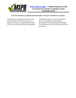 2020 Fungicide Classification Chart