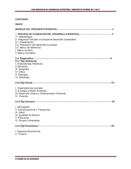 1.1 Metodología 2. Integración Del Plan Municipal De Desarrollo Sustentable 2.1