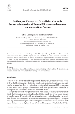 Leafhoppers (Homoptera: Cicadellidae) That Probe Human Skin: a Review of the World Literature and Nineteen New Records, from Panama