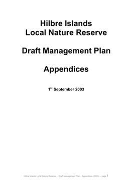 Hilbre Islands Local Nature Reserve Draft Management Plan Appendices