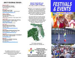 2017 FESTIVAL EVENTS ENJOY YOUR VISIT And