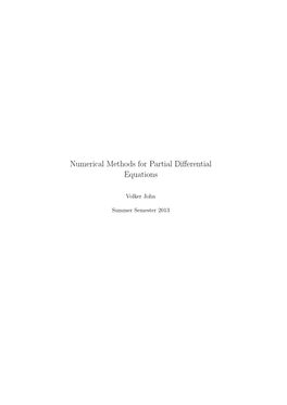 Numerical Methods for Partial Differential Equations