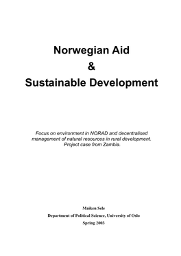 Norwegian Aid and Sustainable Development