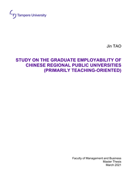 Study on the Graduate Employability of Chinese Regional Public Universities (Primarily Teaching-Oriented)