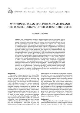 Western Saharan Sculptural Families and the Possible Origins of the Osiris-Horus Cycle