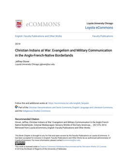 Christian Indians at War: Evangelism and Military Communication in the Anglo-French-Native Borderlands