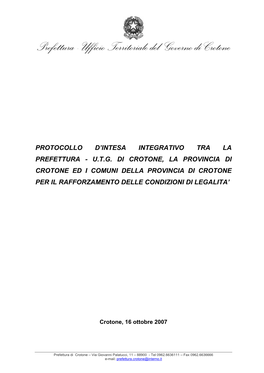 Prefettura - Ufficio Territoriale Del Governo Di Crotone