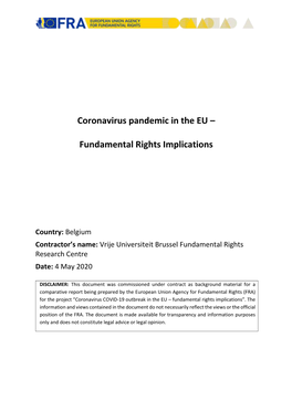 BE Report on Coronavirus Pandemic