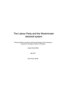 The Labour Party and the Westminster Electoral System